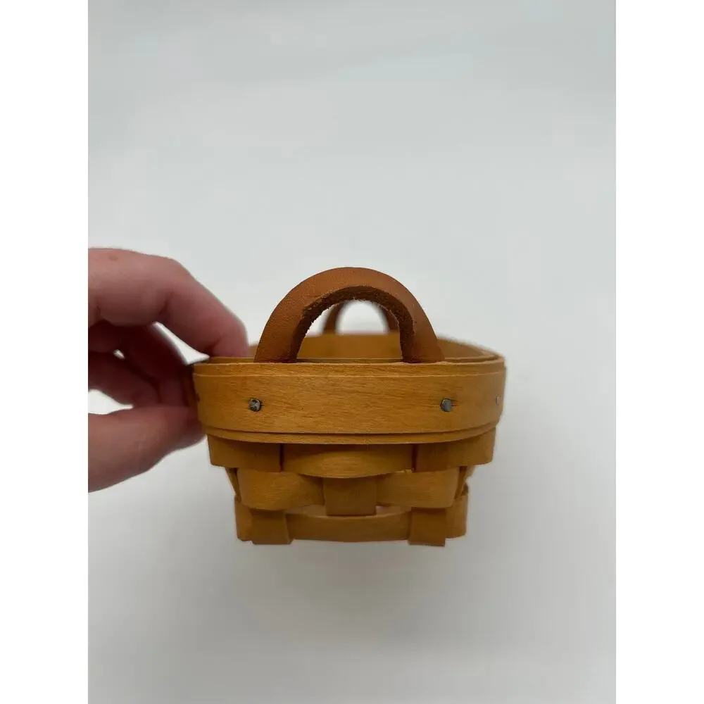 Longaberger Handwoven Small Oval Basket 1986 USA Woven Wood Trinket Basket